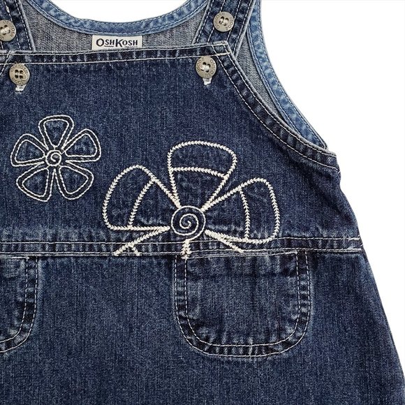Oshkosh B'gosh Girl Denim Jumper Dress 24 Months Embroidery Blue Canada … - Picture 5 of 8
